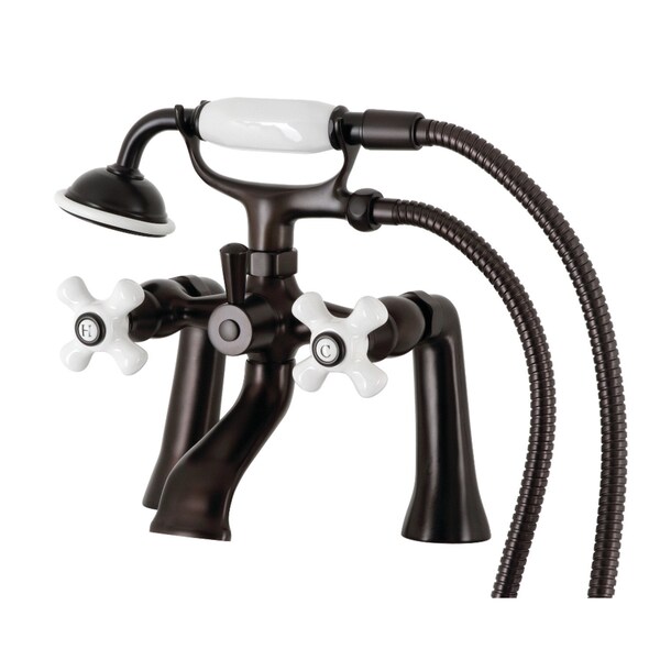 Kingston Brass Deck Mount Clawfoot Tub Faucet with Hand Shower, Oil Rubbed Bronze KS268PXORB - main